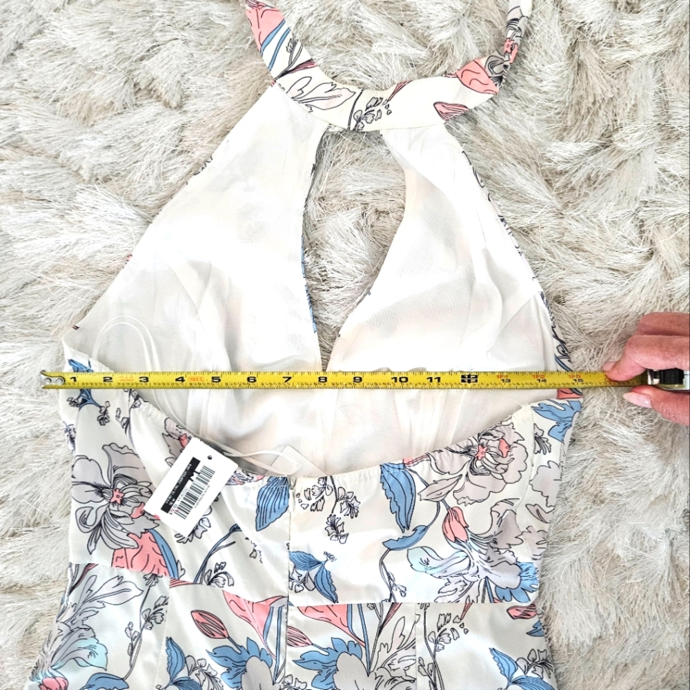 NWT Fabrik Wide Leg White, Pink and Blue Floral Print Jumpsuit. - Picture 9 of 13